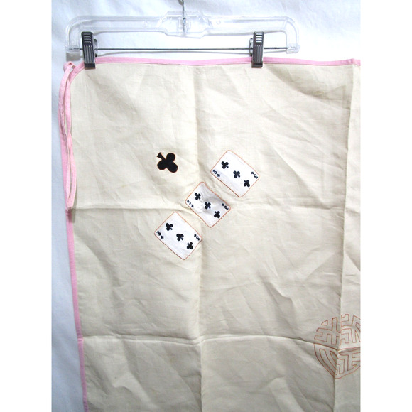 VTG George B Tan Hand Embroidered Playing Card Table Cloth Cover 33" x 33" - Picture 2 of 14